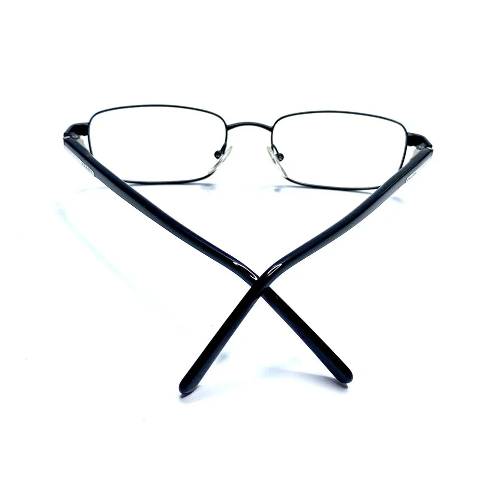 Prada Black Silver Rectangular Metal Glasses Italy VPR60G 1BO101 52 18 135